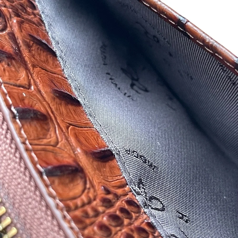 Rioni Isla Button Zip Croc Embossed Leather Wallet
